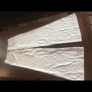 Beige four button wide leg pants